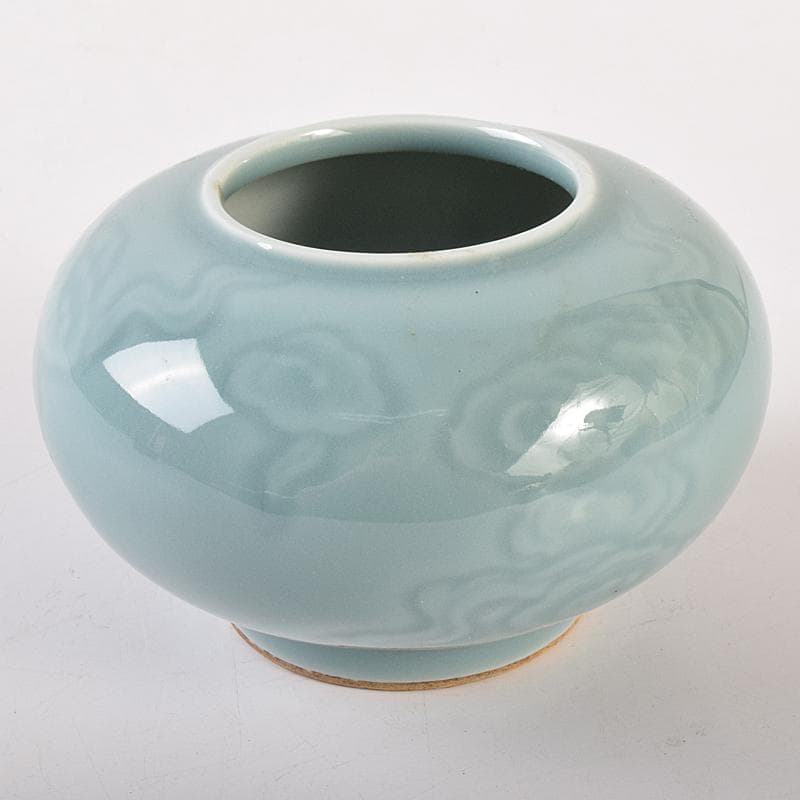 中国　大清乾隆年製　青磁　刻雲文水孟　C　7849E