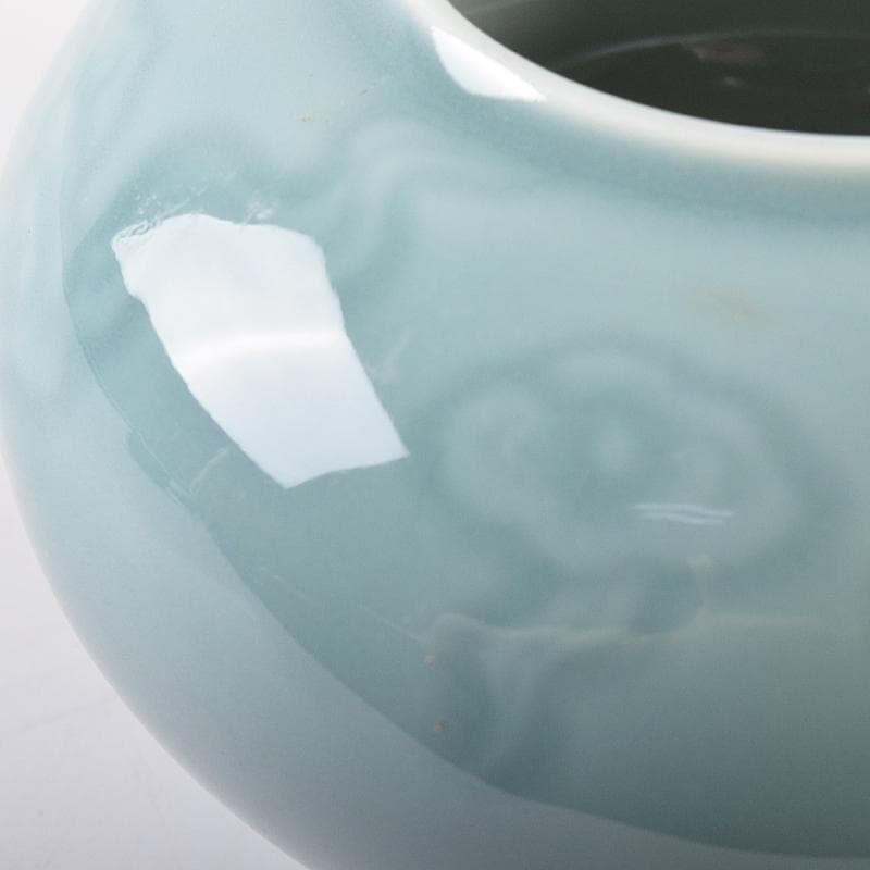 中国　大清乾隆年製　青磁　刻雲文水孟　C　7849E