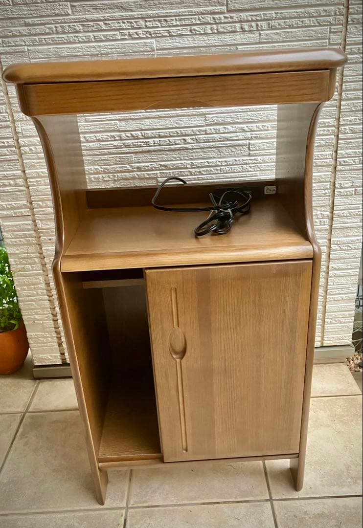 カリモク ◉Karimoku 電話台 引き出し・扉付き収納 コンセント付き