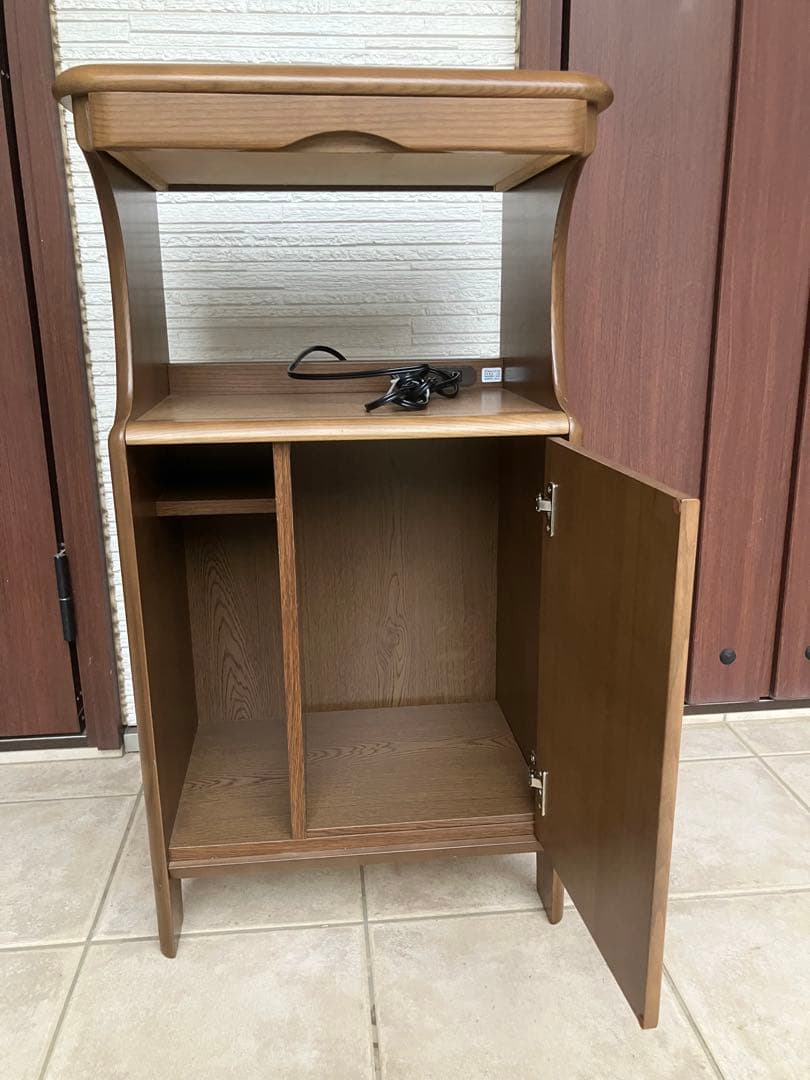 カリモク ◉Karimoku 電話台 引き出し・扉付き収納 コンセント付き