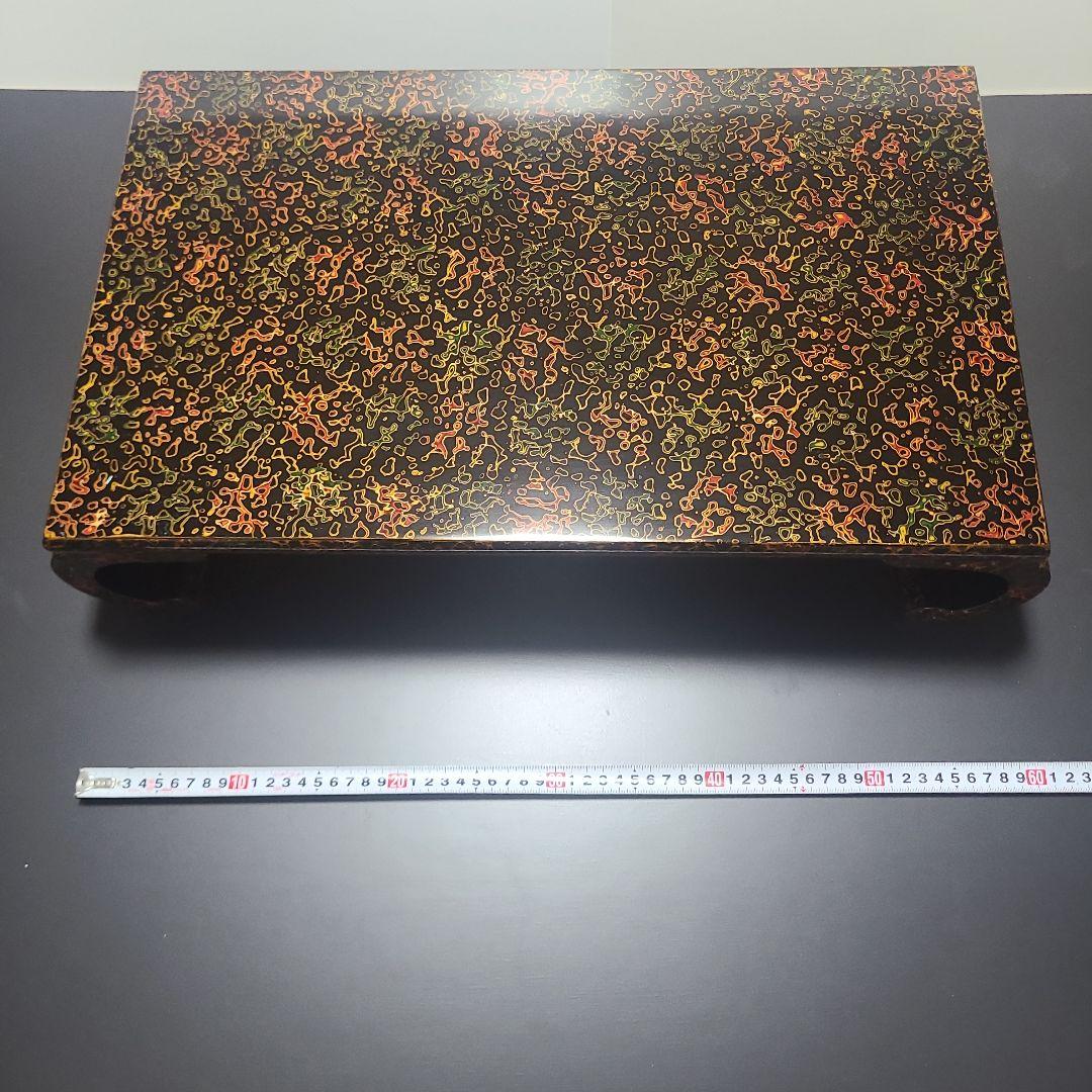 大型　机大　横幅60cm　花台　盆栽台　漆塗り　津軽塗　唐塗　巻き足　小林漆器