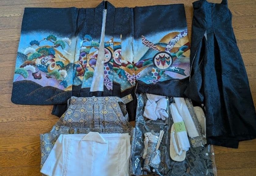 七五三 男の子 黒い着物フルセット