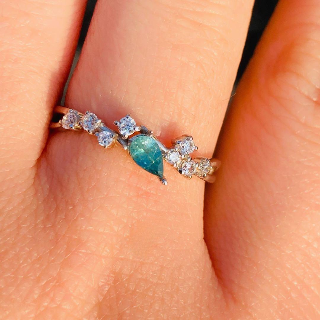 天然石　ブルーコーネルピン　ブルーグリーンコーネルピン　天然石リング