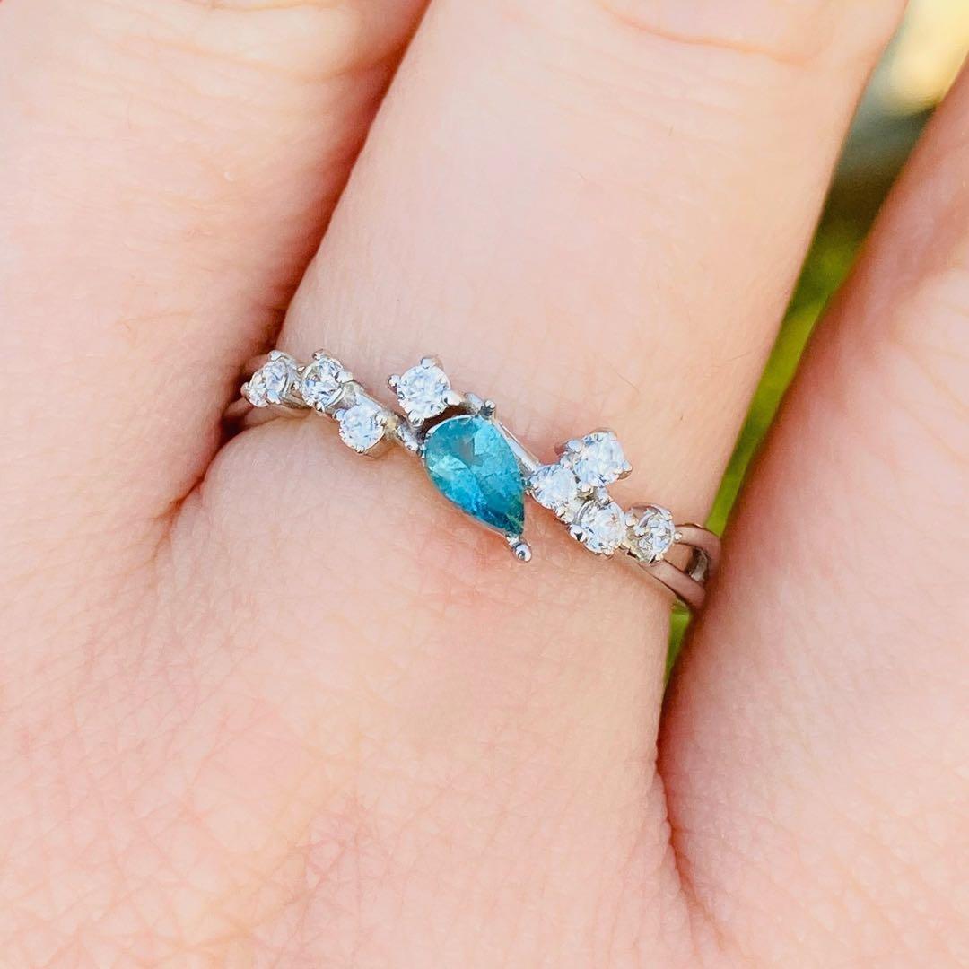 天然石　ブルーコーネルピン　ブルーグリーンコーネルピン　天然石リング