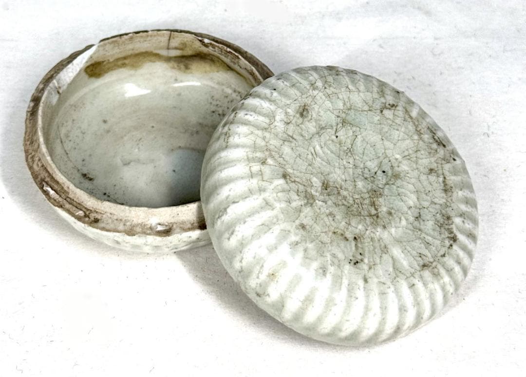 宋時代 安溪窯青白磁印花文香合 時代品 歴史唐物 伝世品焼物 ウブWWTT112