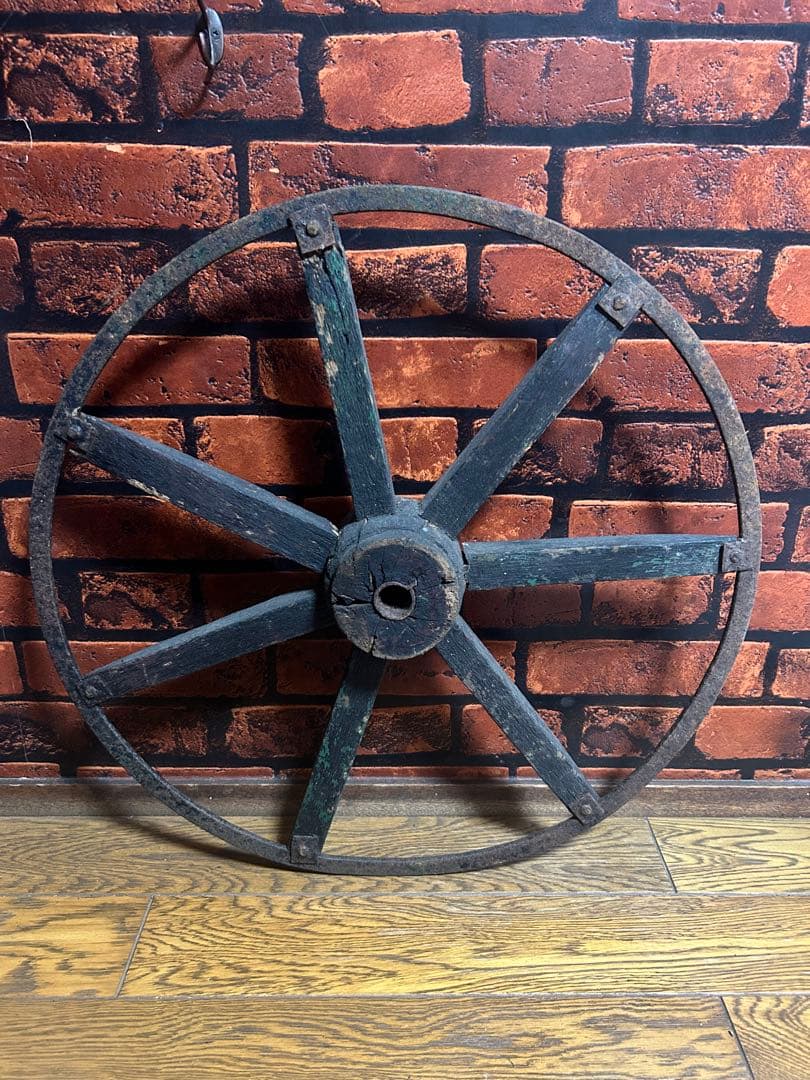 車輪 58cm 特大 木/鉄製 アンティーク ガーデニング 雑貨