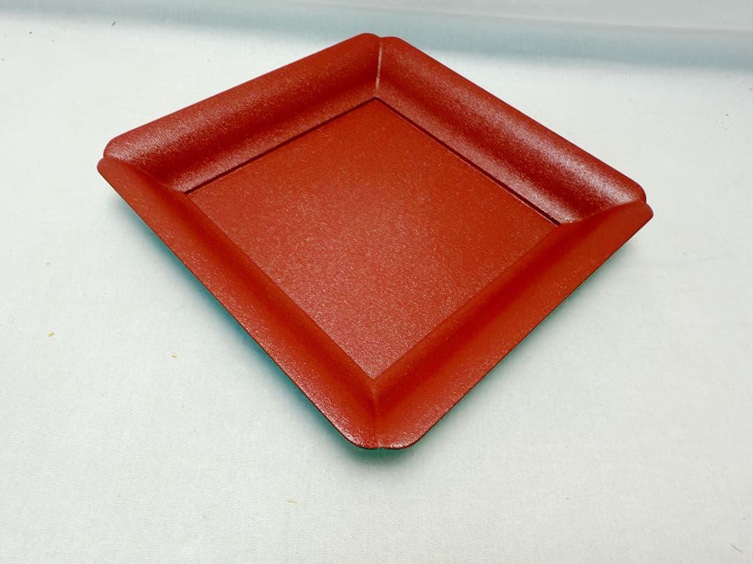 未使用 茶道具 塗師 宗明作 木製 朱叩塗 裏青漆 若狭盆 干菓子器 共箱