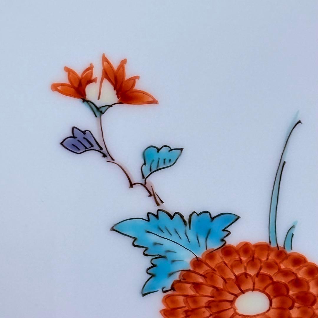 十三代柿右衛門　色絵岩梅鳥文様皿　共箱有　美品　直径19.6㎝　国重要無形文化財