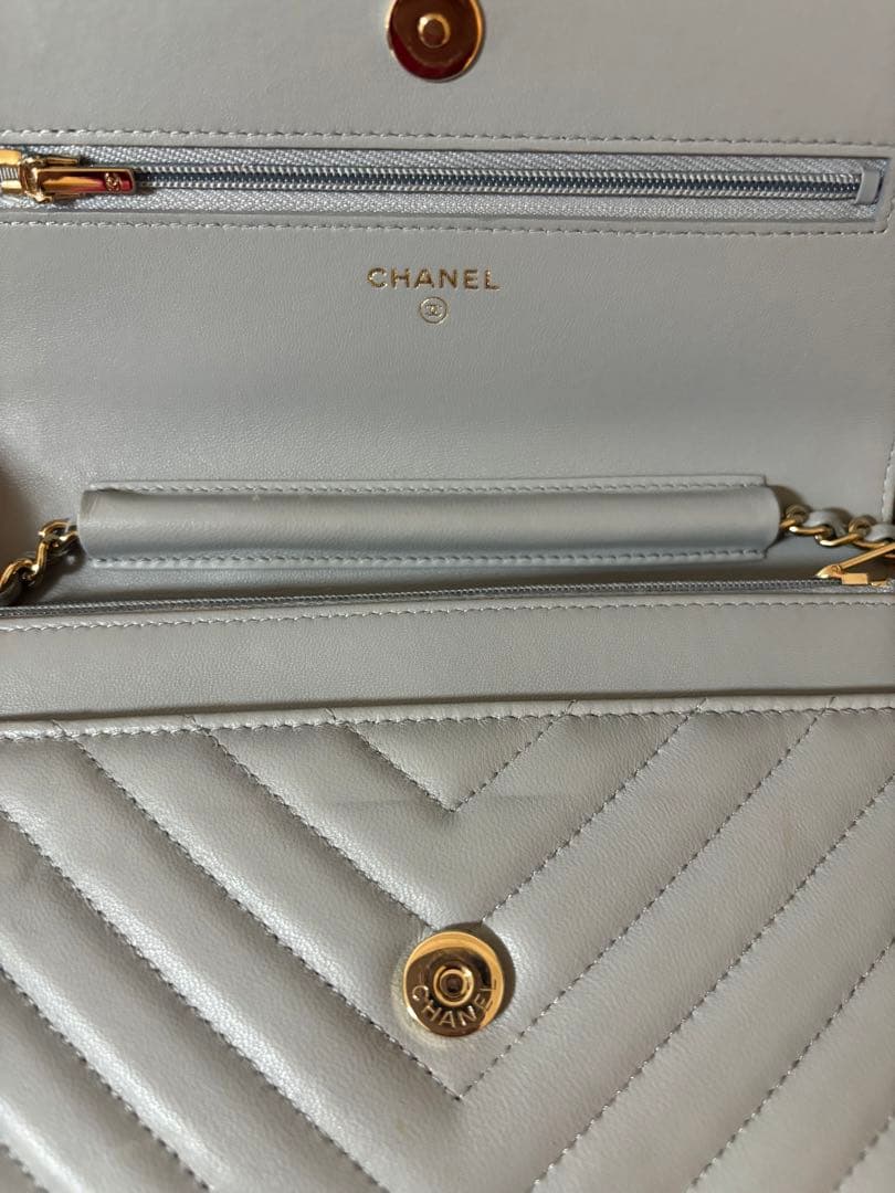 ム*ま様 CHANEL シャネル　グレー　チェーンウォレット　シェブロン　ゴール