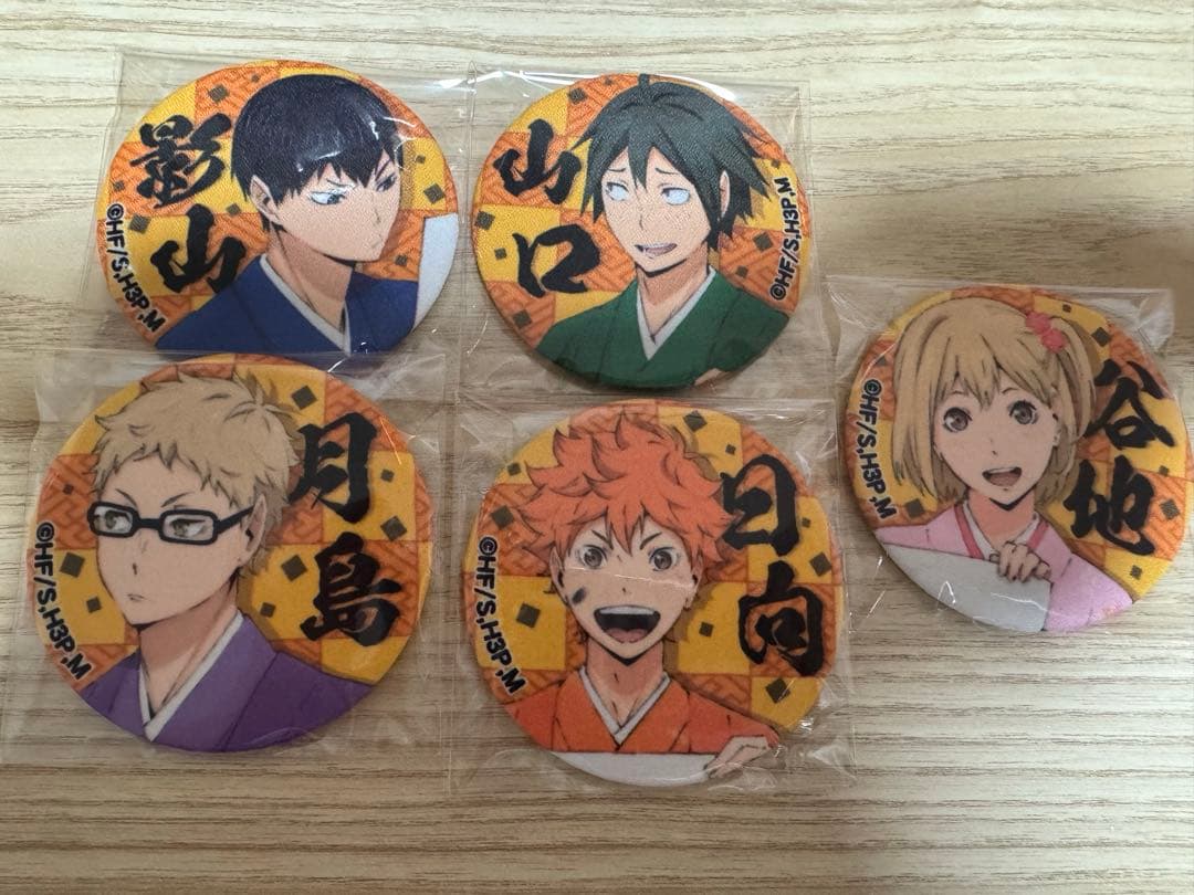 ハイキュー　布くるみ缶バッジ　烏野　日向　影山　月島　山口　谷地