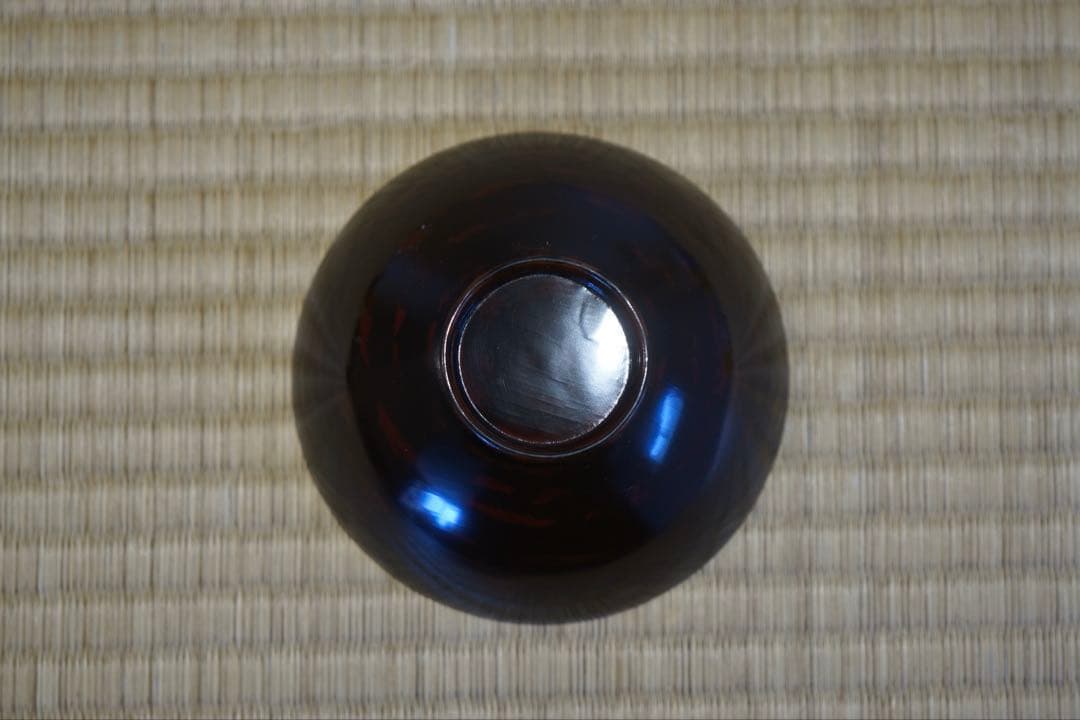 明治期 輪島塗 工房印有 三日月に蝙蝠蒔絵 溜塗 吸物椀 2客/木製漆器 茶懐石