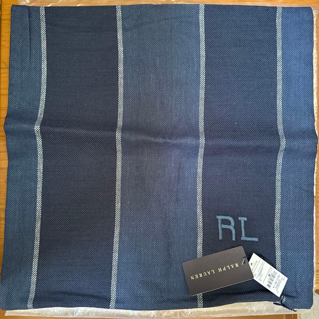 【タグ付き】Ralph Lauren ネイビー ストライプ クッションカバー
