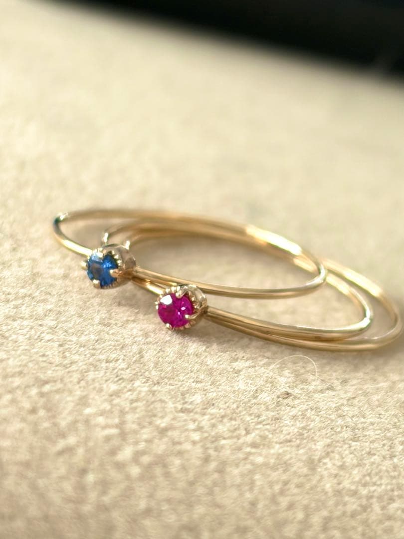 k10 サファイア　ミルグレインミニリング