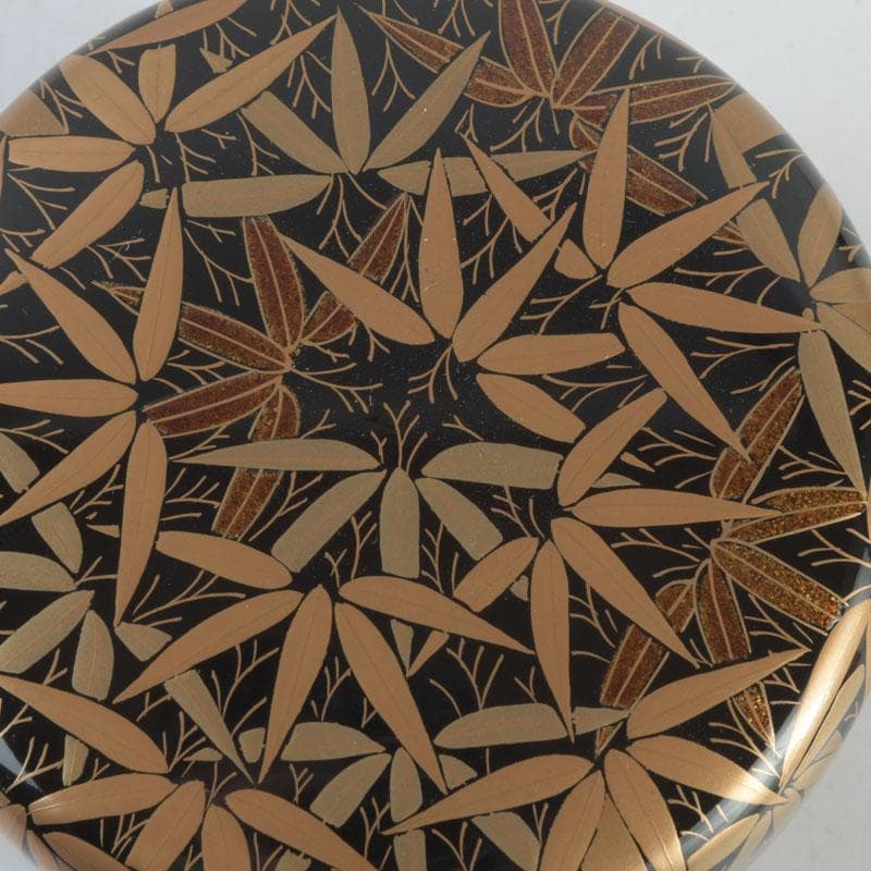 茶道具　瑞雲造　漆塗　総竹林蒔絵　平棗　共布共箱　V　9465