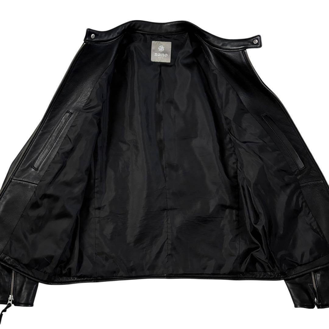 [美品] ナノユニバース　ラムレザー　羊革 L 黒　シングル ライダース