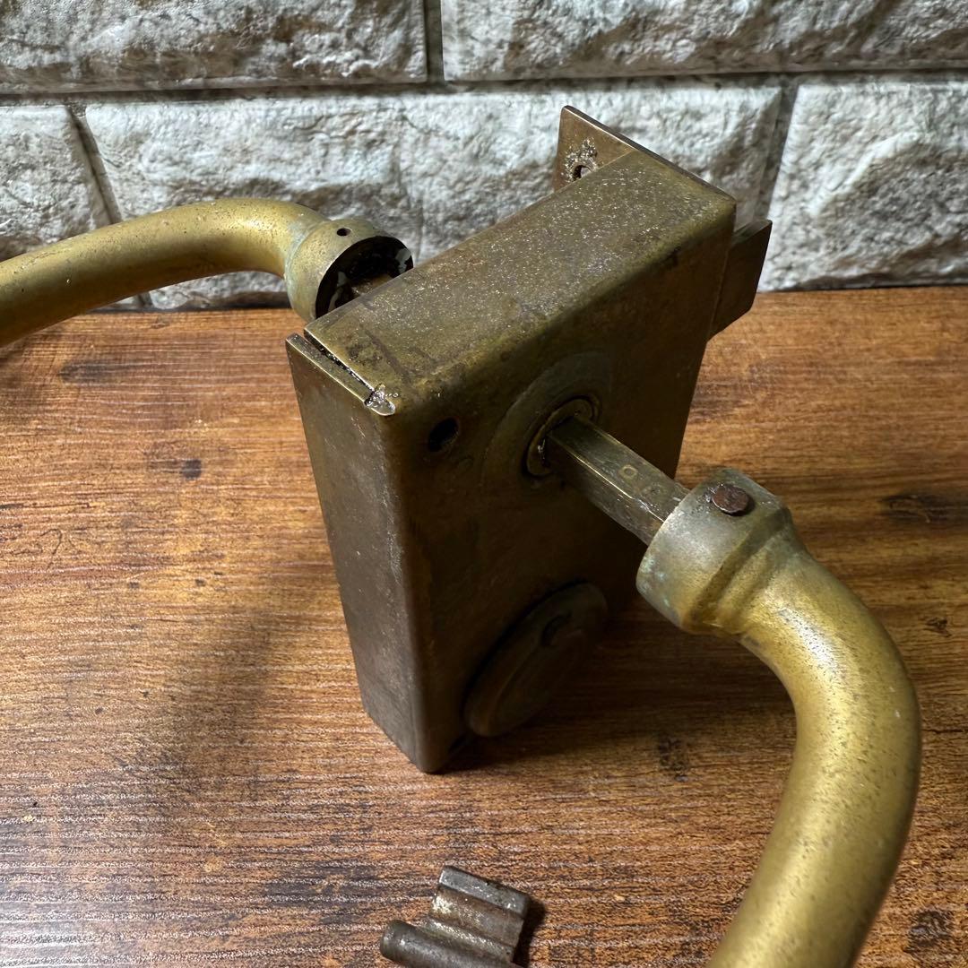 フランス アンティーク ヴィンテージ 鍵付き 真鍮製 ドアノブ