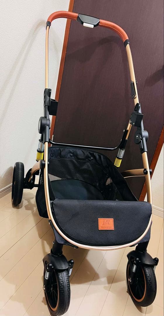 SKISOPGO ペットカート 犬用ベビーカー カーキ