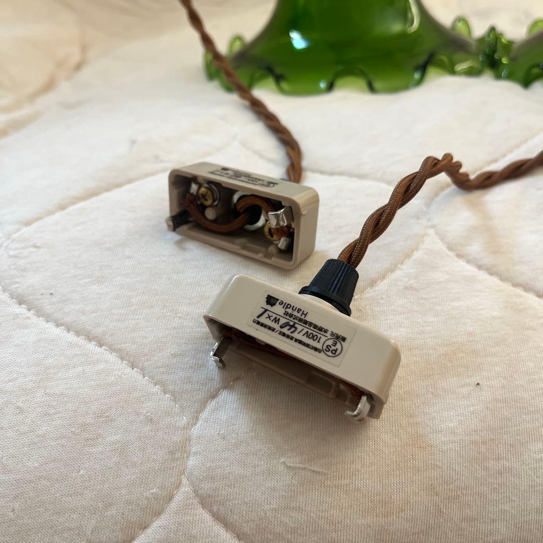 【2個セット】グリーンガラス ペンダントライト