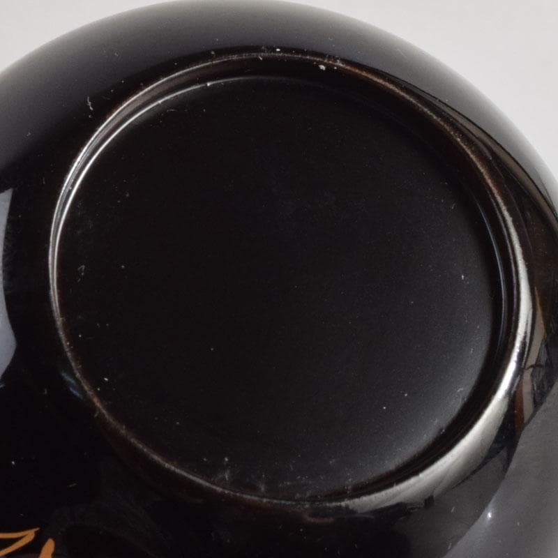 茶道具　塗師　岡本陽斉作　笹桐蒔絵　黒中棗　共箱　V　8836