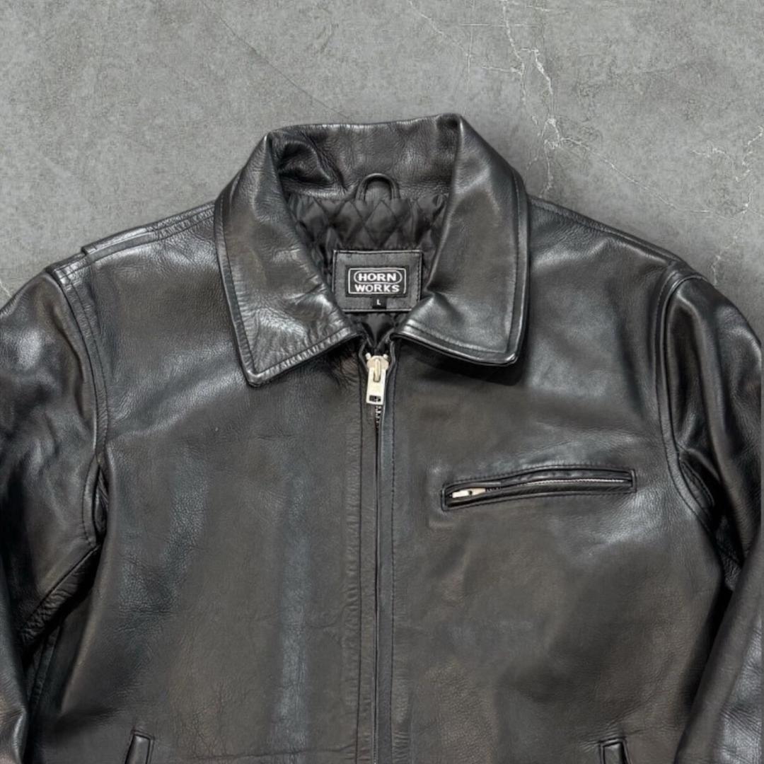 【L】HORN WORKS ホーンワークス 本革 レザー ライダース ジャケット