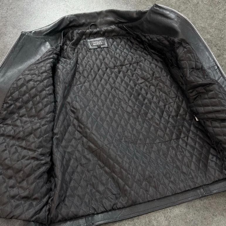 【L】HORN WORKS ホーンワークス 本革 レザー ライダース ジャケット