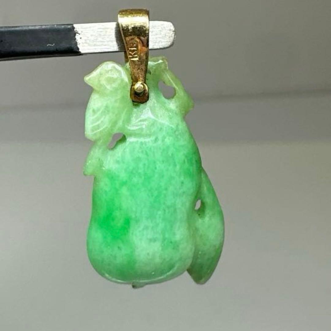 K18刻印　本翡翠　ネックレストップ　タサチ　東さ7-0420☆2F