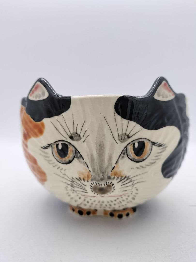 c545【新品・未使用】茶碗 三毛猫 中村良二 木箱 茶道具 ミケ