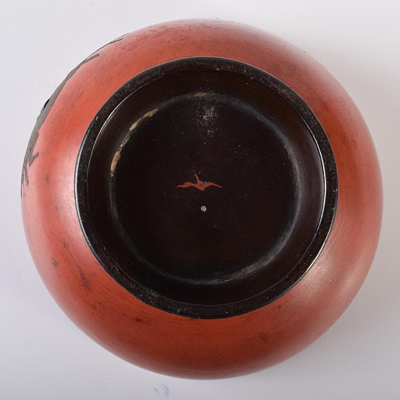 根来漆　金銀蒔絵　蟹文椀　時代箱付　M　R7922