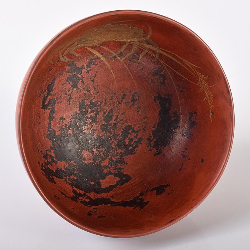 根来漆　金銀蒔絵　蟹文椀　時代箱付　M　R7922