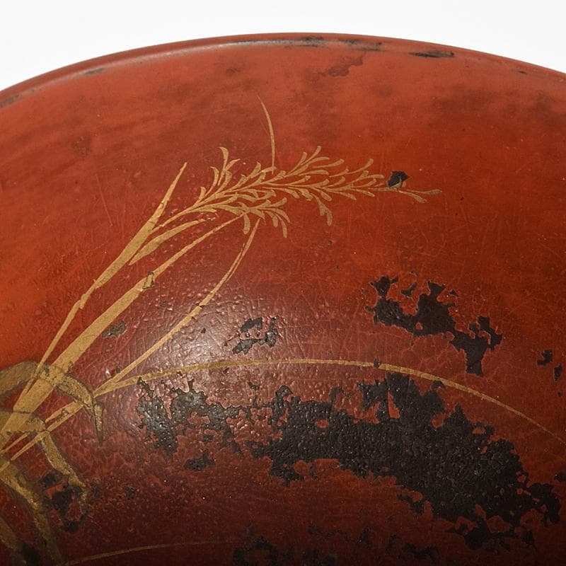 根来漆　金銀蒔絵　蟹文椀　時代箱付　M　R7922