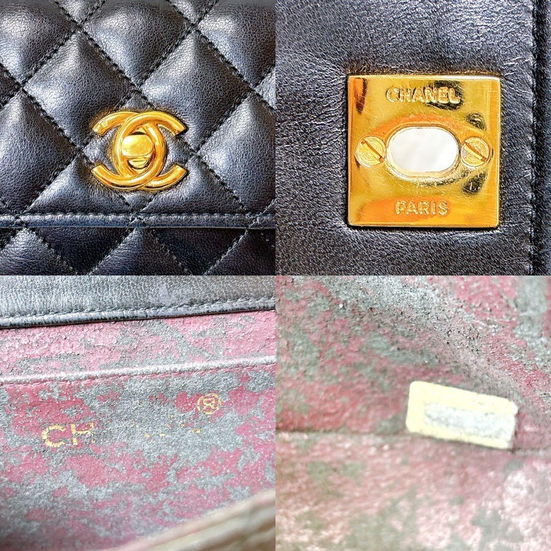 CHANEL ✨シャネル　ミニマトラッセ　ラムスキン　ショルダーバッグ　黒　金