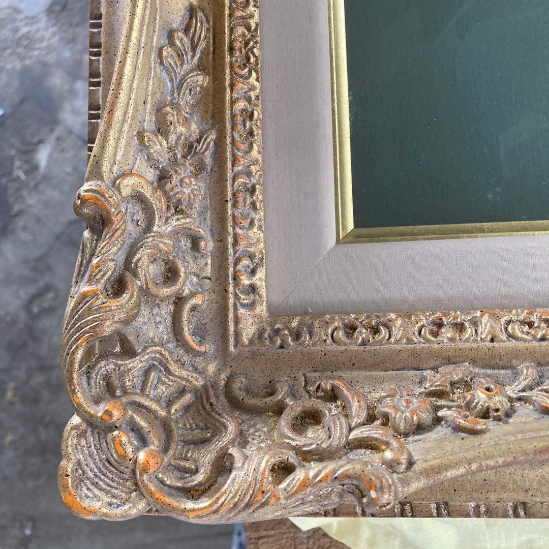 P10号 油彩額縁 ゴールドフレーム 金色 布カバー 箱付き