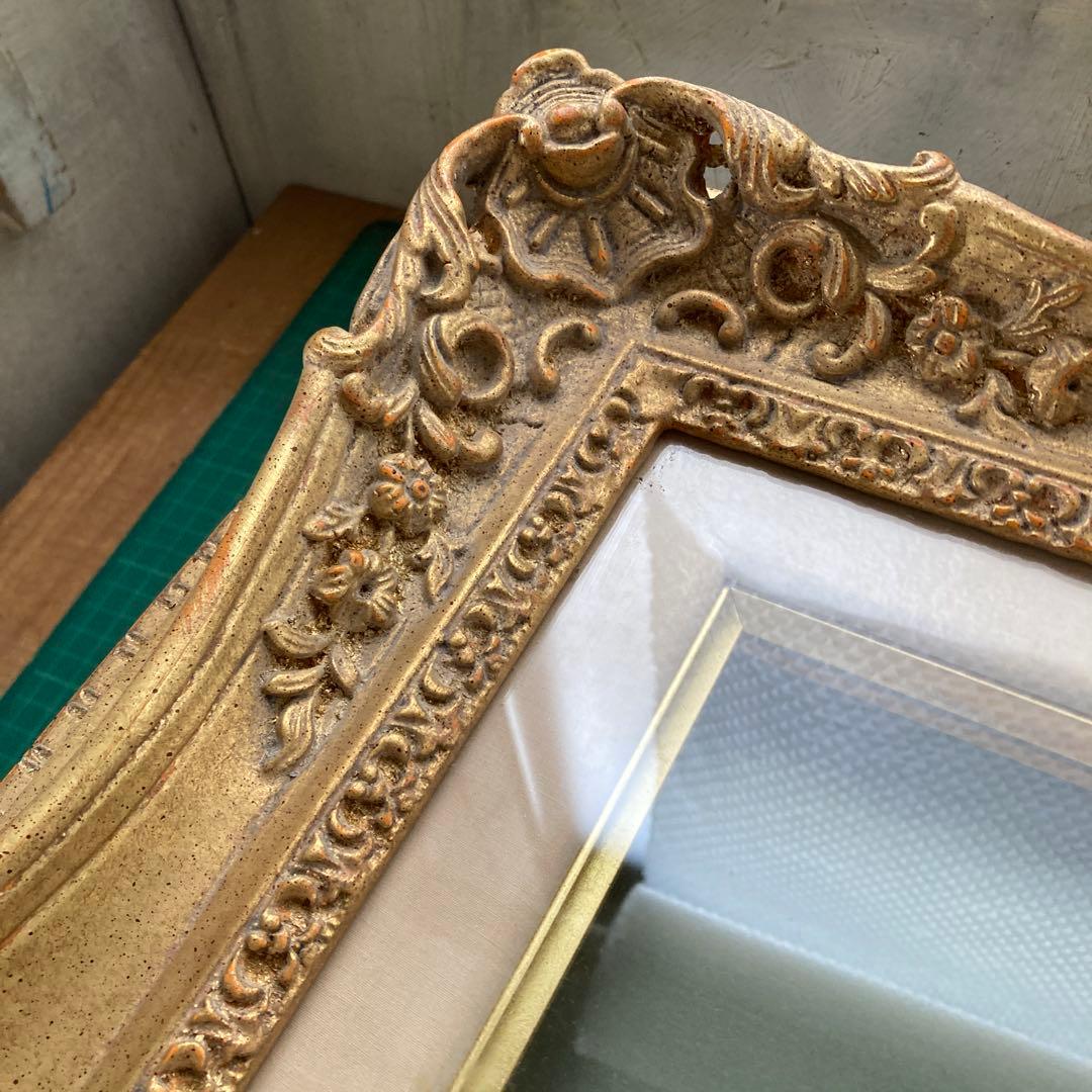 P10号 油彩額縁 ゴールドフレーム 金色 布カバー 箱付き