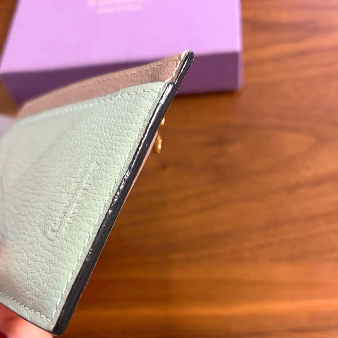 【ラルコバレーノ】 スマートミニウォレット財布 ベージュミントグリーン