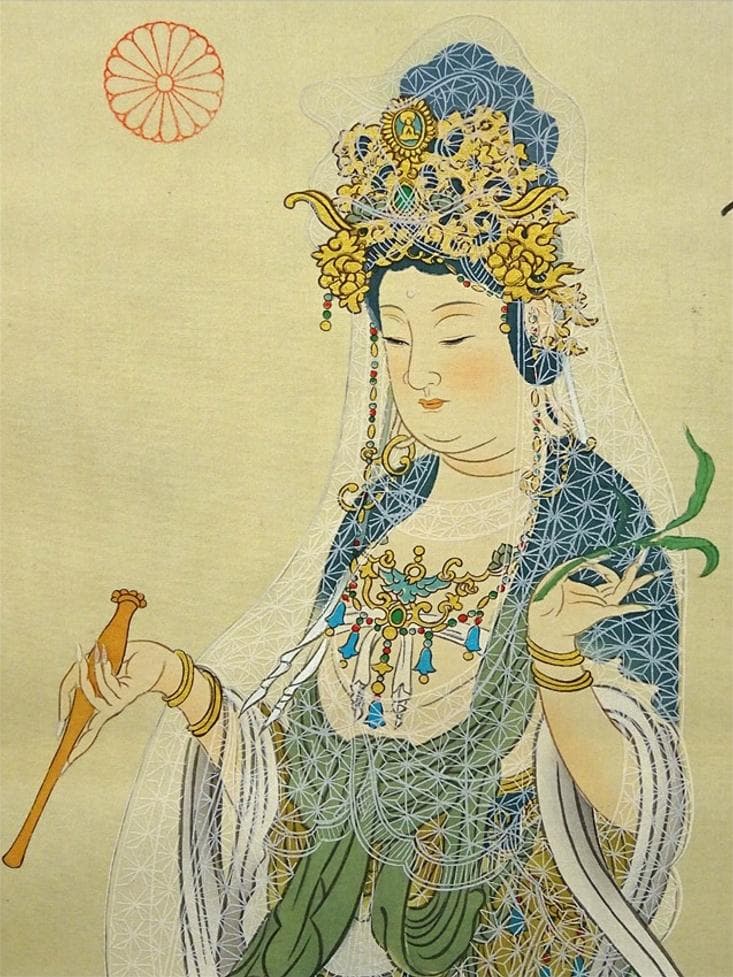 掛軸『西国三十三ヶ所観音霊場御朱印』仏画 絹本 共箱付 掛け軸 a011114