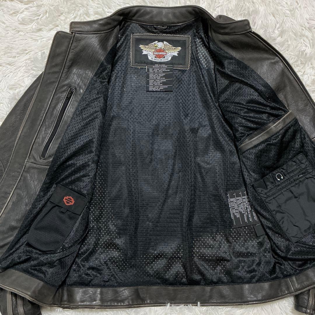 ハーレーダビットソン シングルライダース リアルレザージャケット ブラック L