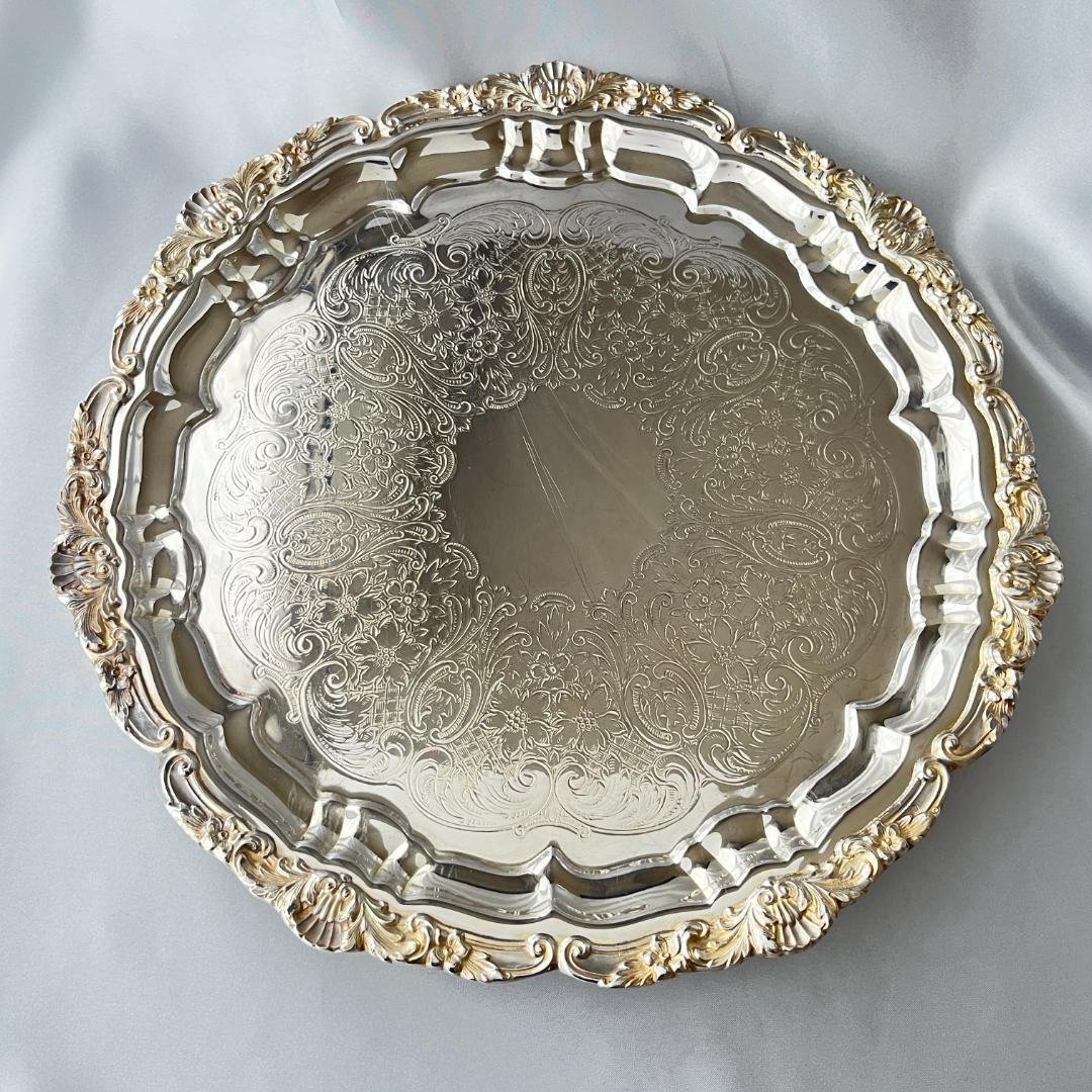 【POOLE】サルヴァ / ギャラリートレー【シルバープレート】31cm