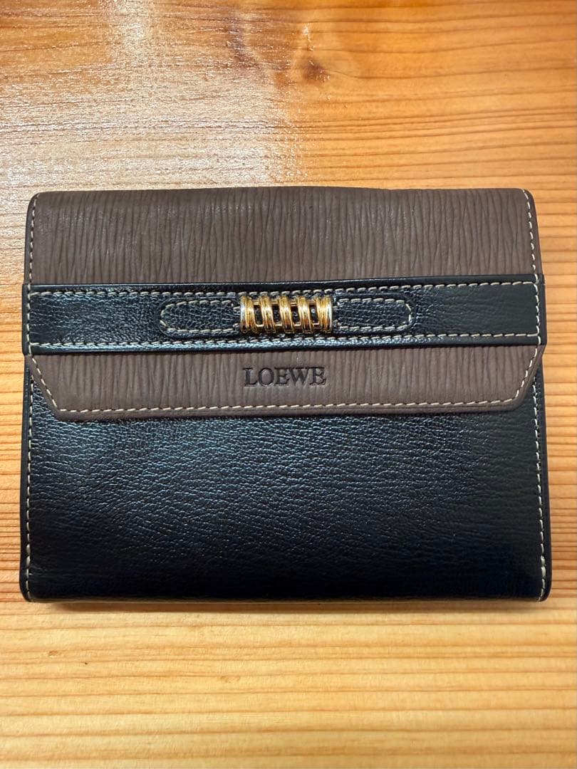 【美品】 LOEWE ロエベ ベラスケス 二つ折り財布 レザー ブラックブラウン