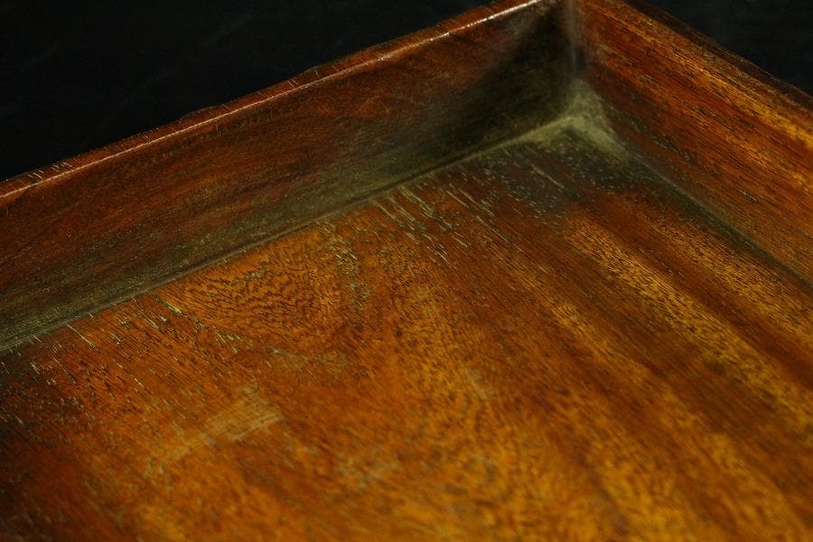 唐木 刻芭蕉 四方箱 旧家蔵出(K-A746)