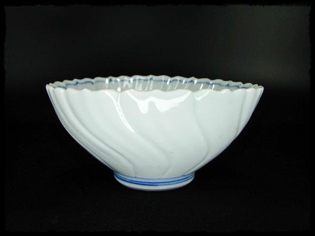 鳳樹軒 高島 文平 染付 稜花 花弁 向付 白磁 茶道具 懐石 器物 d39