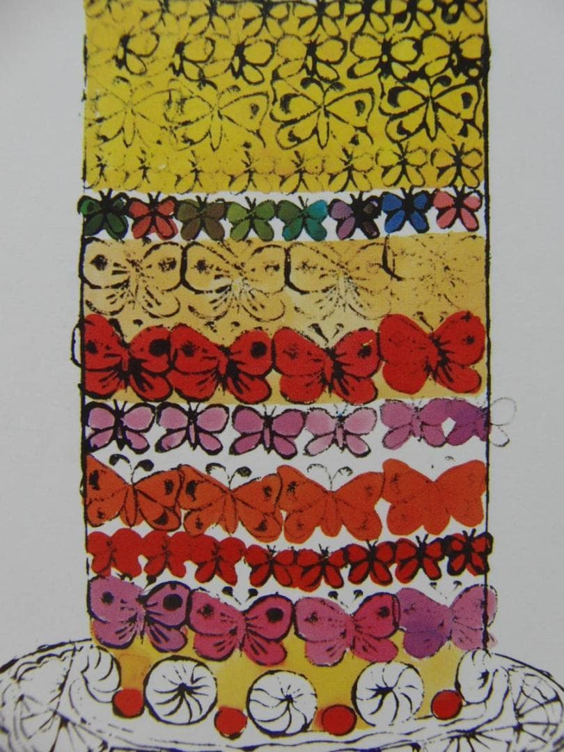 アンディ・ウォーホル、バタフライ レイヤード ケーキ、海外版・希少画集・額装画