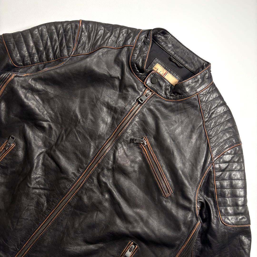 XXL ウィルソンレザー キルティング レザージャケット ライダース 本革 黒