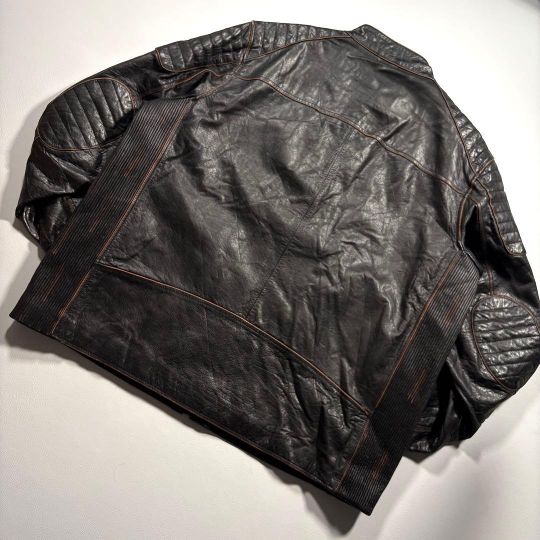 XXL ウィルソンレザー キルティング レザージャケット ライダース 本革 黒