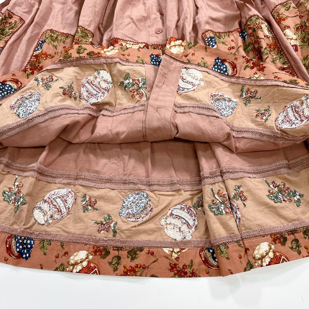 PINK HOUSE ピンクハウス 瓶ジャム フレア ロングスカート ピンク