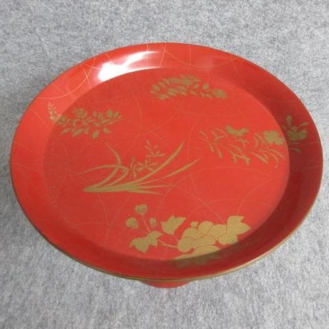 朱塗蒔絵秋草文高月 [B28126]