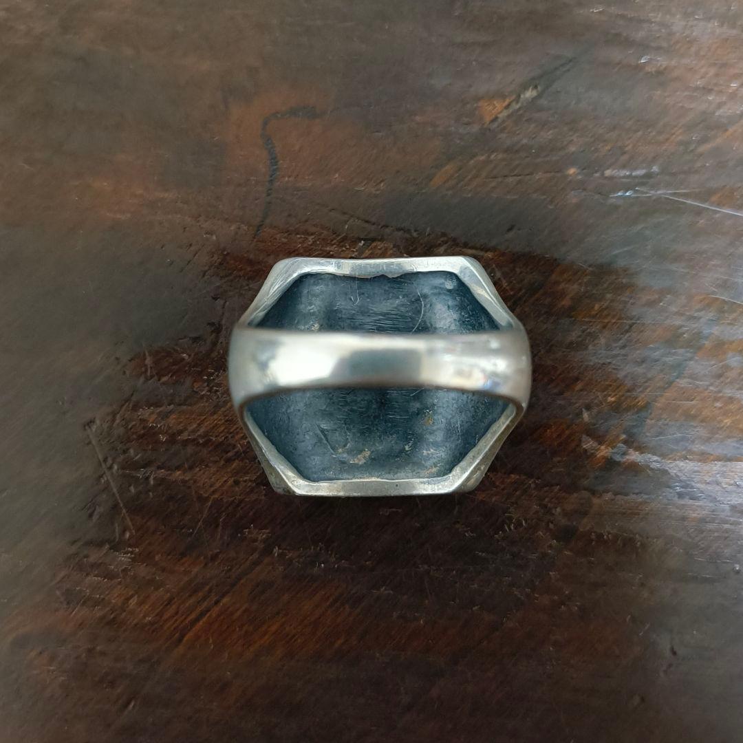 インディアンジュエリー ホピ族 ココペリ オーバーレイ リング シルバー925