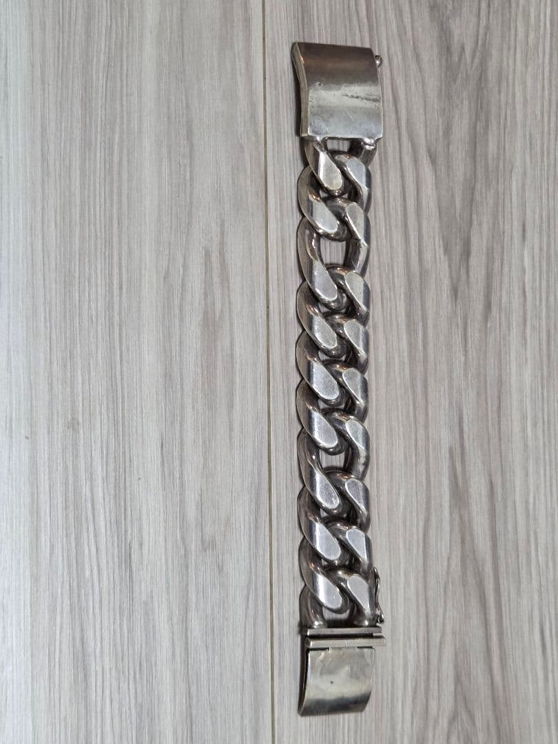 メキシコ製　537g極太シルバー チェーン ブレスレット銀買い取り相場より安い！