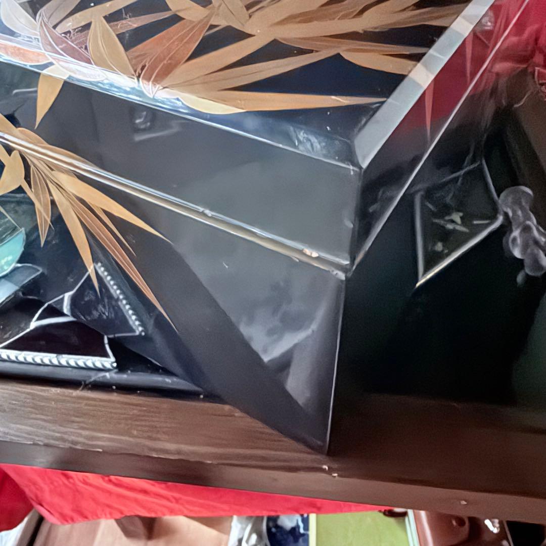 新春特別価格 ‼️JAPAN蒔絵天然木本漆 竹梅蒔絵　文箱料紙箱桐箱黄布付1客