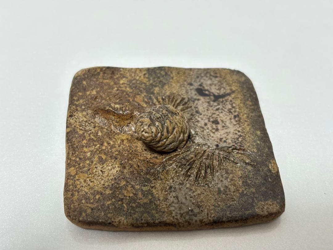 ⑰備前焼 宝瓶 登り窯 松 まつ 4角 手びねり 急須