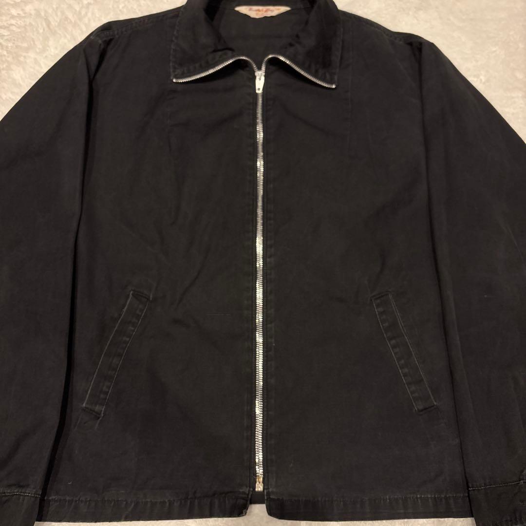 50s60s〜ブラック　黒　スイングトップ　コットン混　ヴィンテージ　ドリズラー